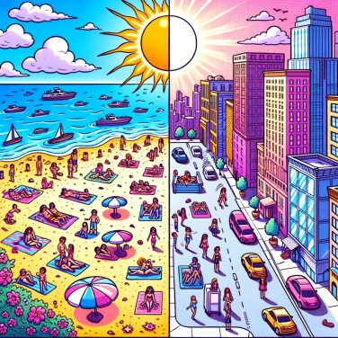 Explique pourquoi il fait plus chaud à la plage qu'en ville parfois?