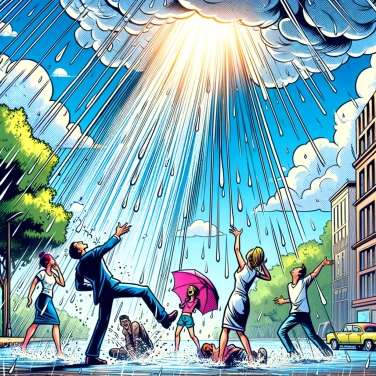 Explique pourquoi il peut y avoir des averses de pluie sans nuages visibles ?