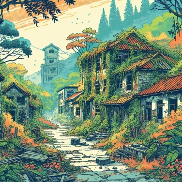 Explique pourquoi la ville de Houtouwan (en Chine) est envahie par la végétation après son abandon ?