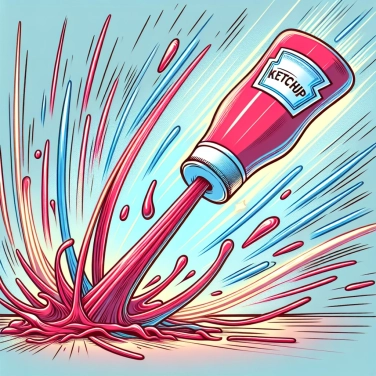 Explique pourquoi le ketchup coule d'un coup après avoir été bloqué ?