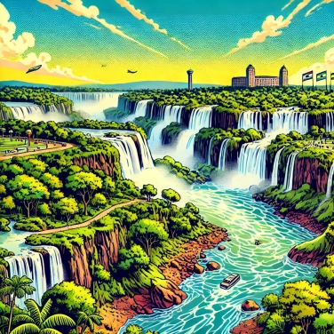 Explique pourquoi les chutes d'Iguaçu sont situées à la jonction de trois pays ?