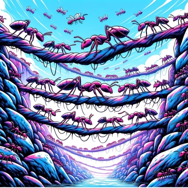 Explique pourquoi les fourmis forment-elles des ponts vivants pour traverser des obstacles difficiles ?