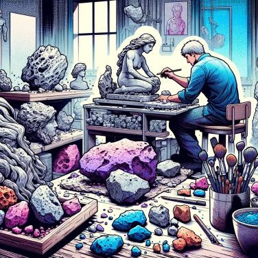 Explique pourquoi les roches volcaniques sont-elles souvent utilisées pour créer des sculptures artistiques?