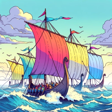 Explique pourquoi les Vikings utilisaient des navires dotés de voiles colorées pour leurs expéditions ?